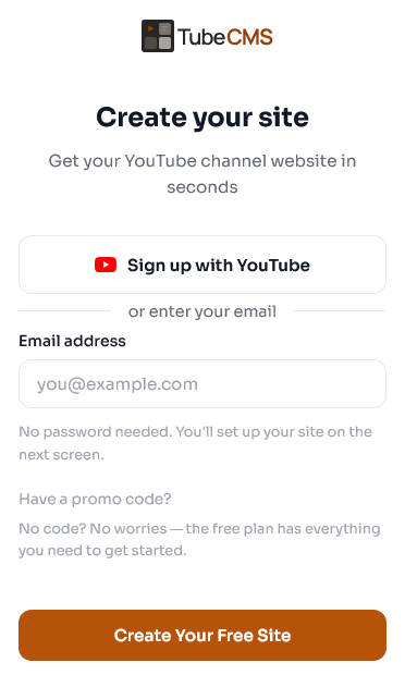 Signup page with both signup options